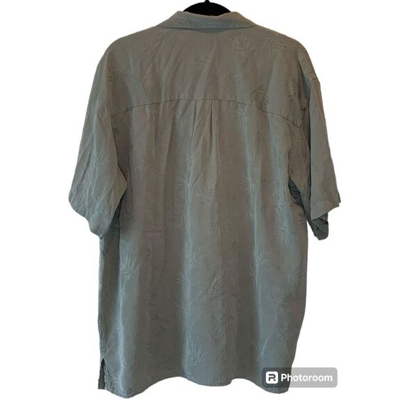 Jos A Bank Shirt Men's 100% Silk Short Sleeve Button Up Front Pocket Green Large - Picture 2 of 3
